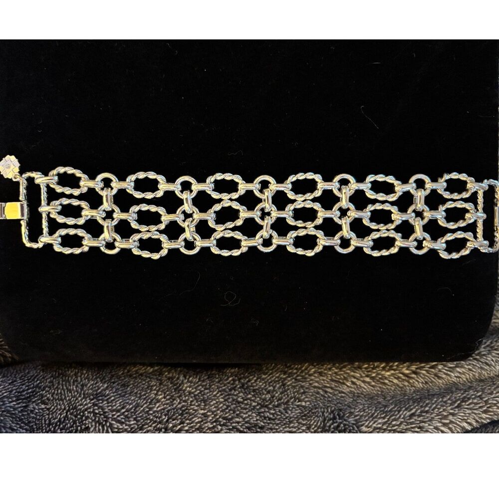 Vintage Monet Chainmail Silver Tone Bracelet